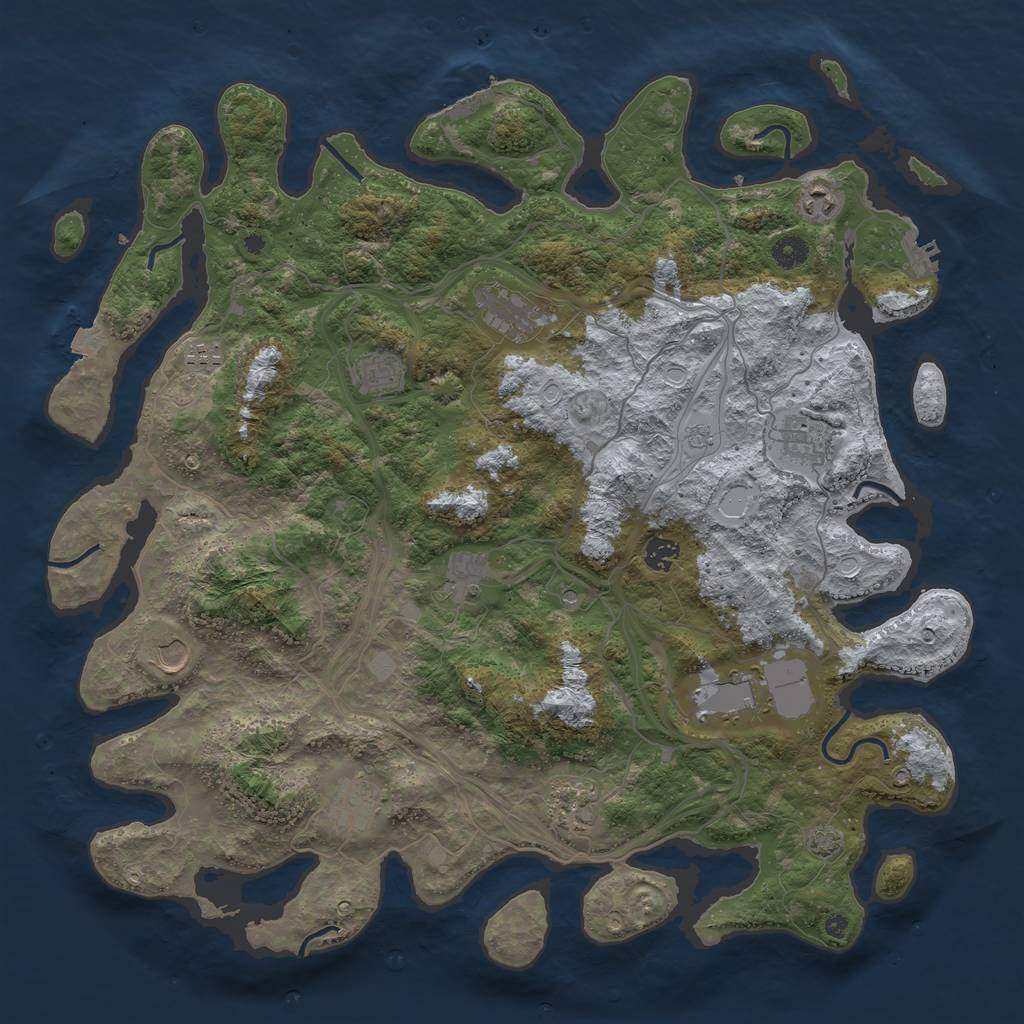 Rust Map: Procedural Map, Size: 4500, Seed: 781874657, 19 Monuments