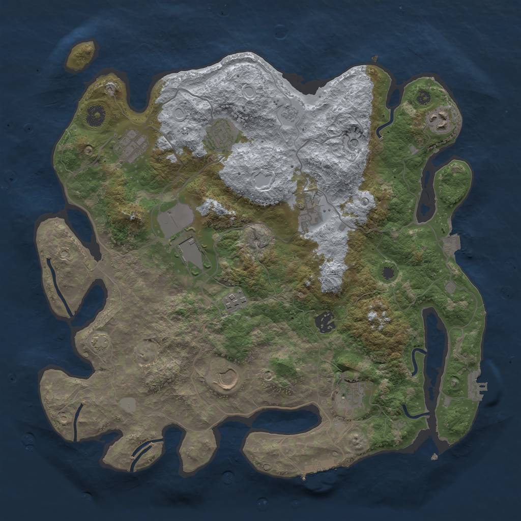 Rust Map: Procedural Map, Size: 3750, Seed: 66465, 17 Monuments