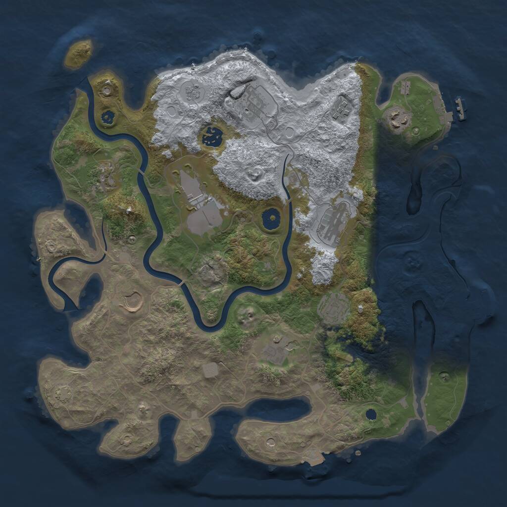 Rust Map: Procedural Map, Size: 3750, Seed: 66465, 16 Monuments