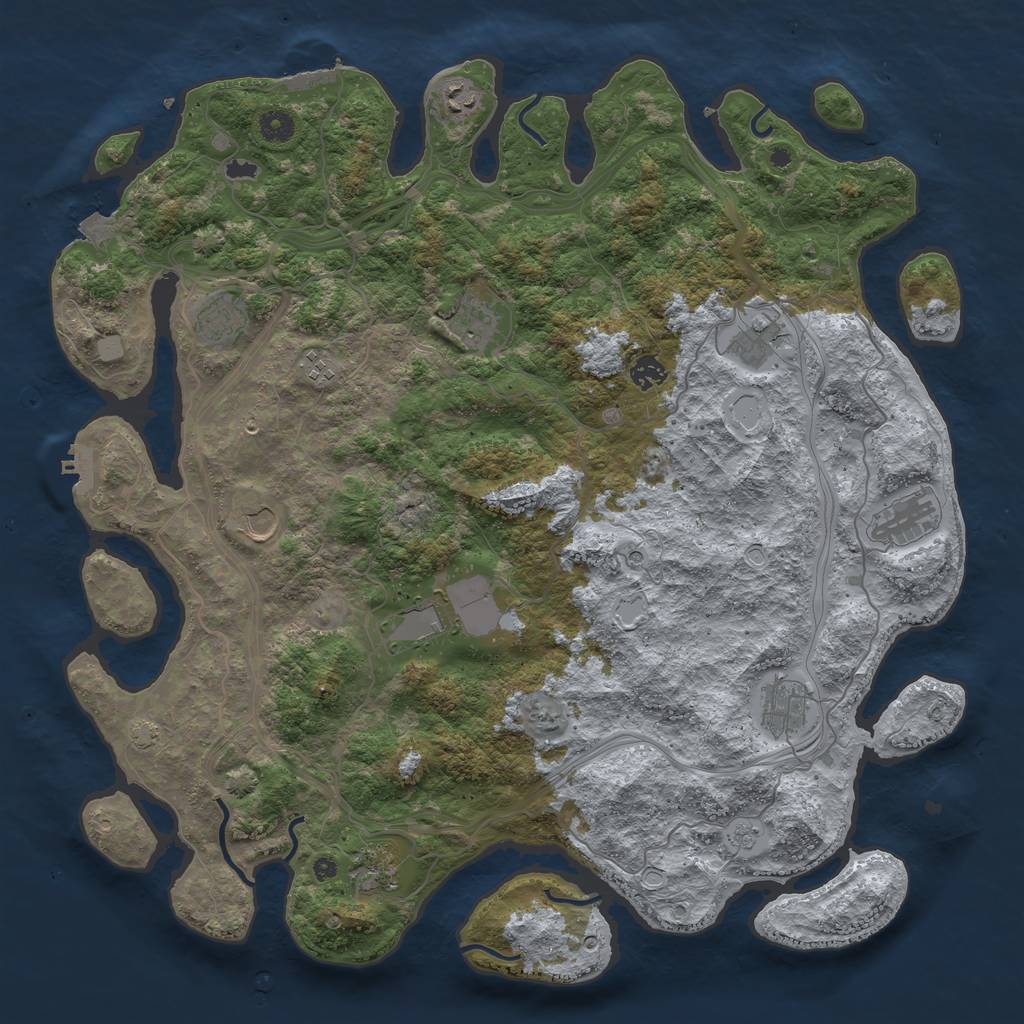 Rust Map: Procedural Map, Size: 4500, Seed: 737616013, 19 Monuments