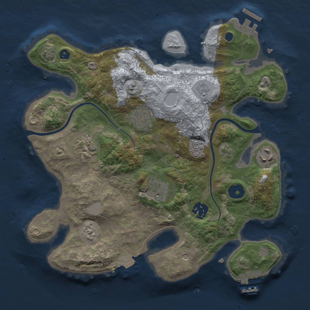 Rust Map: Procedural Map, Size: 3000, Seed: 12374, 12 Monuments