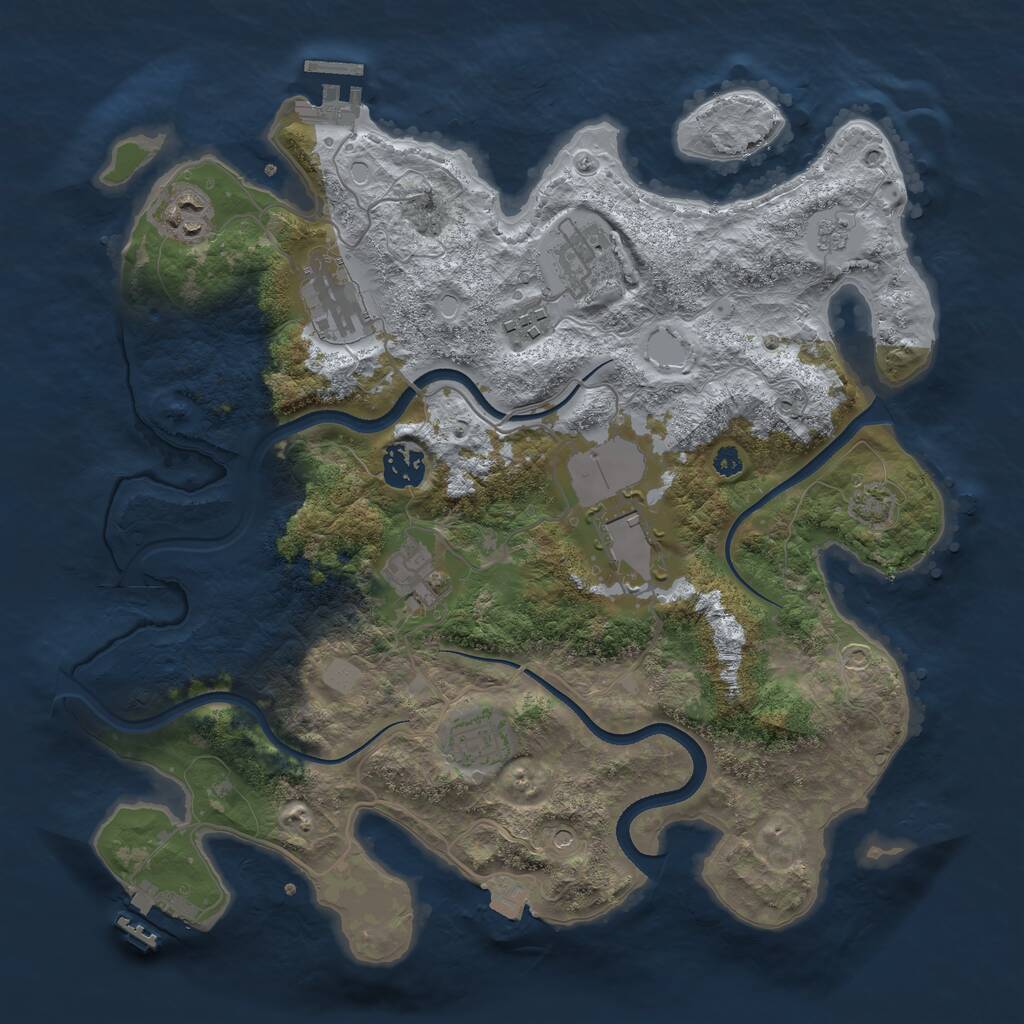 Rust Map: Procedural Map, Size: 3500, Seed: 2065955524, 14 Monuments