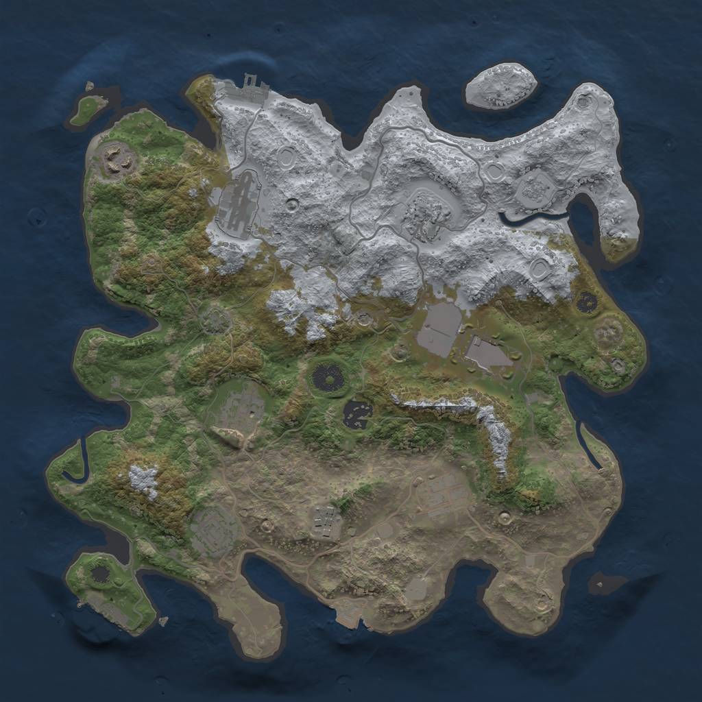 Rust Map: Procedural Map, Size: 3500, Seed: 2065955524, 17 Monuments
