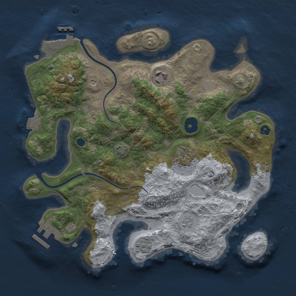 Rust Map: Procedural Map, Size: 3000, Seed: 1805440884, 9 Monuments