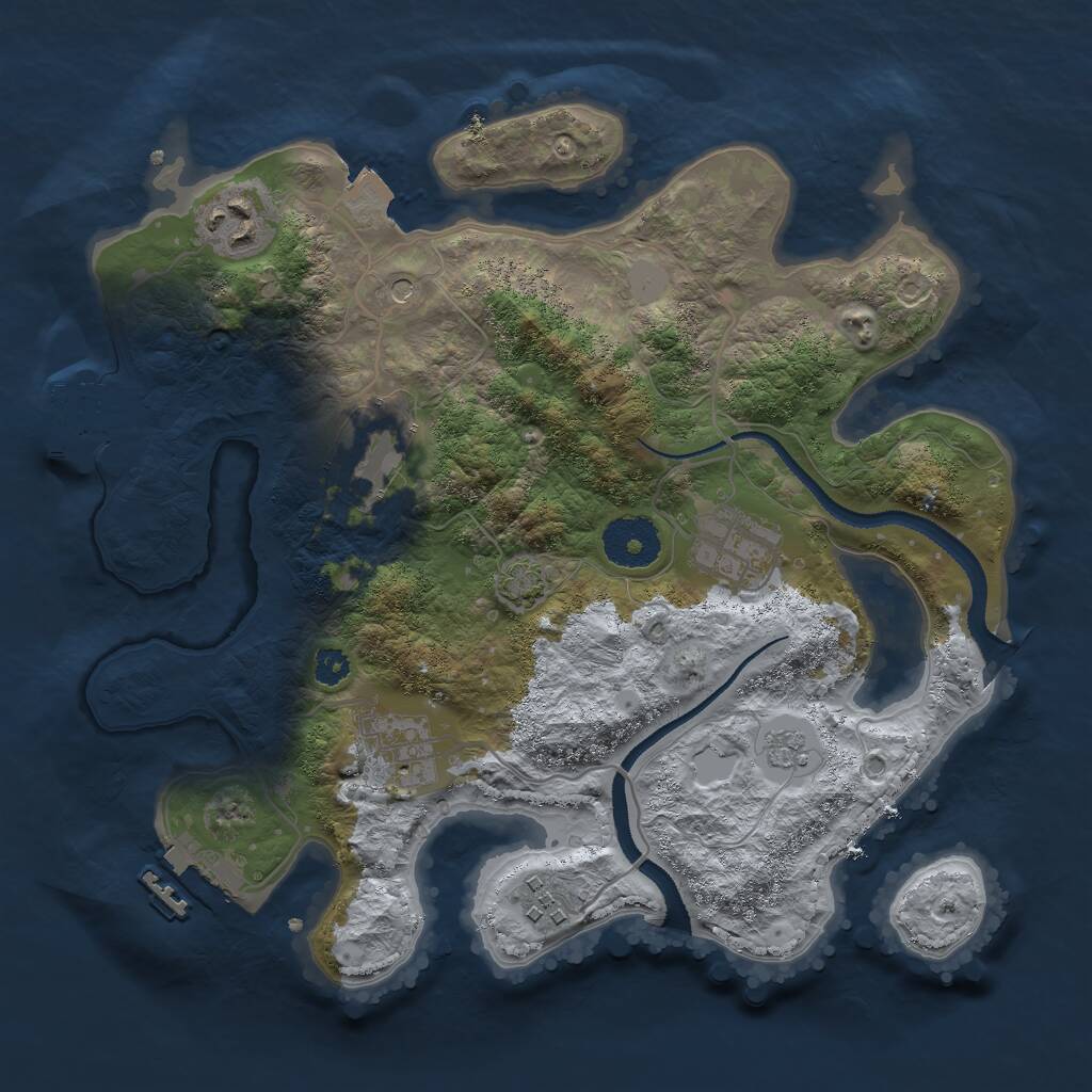 Rust Map: Procedural Map, Size: 3000, Seed: 1805440884, 11 Monuments