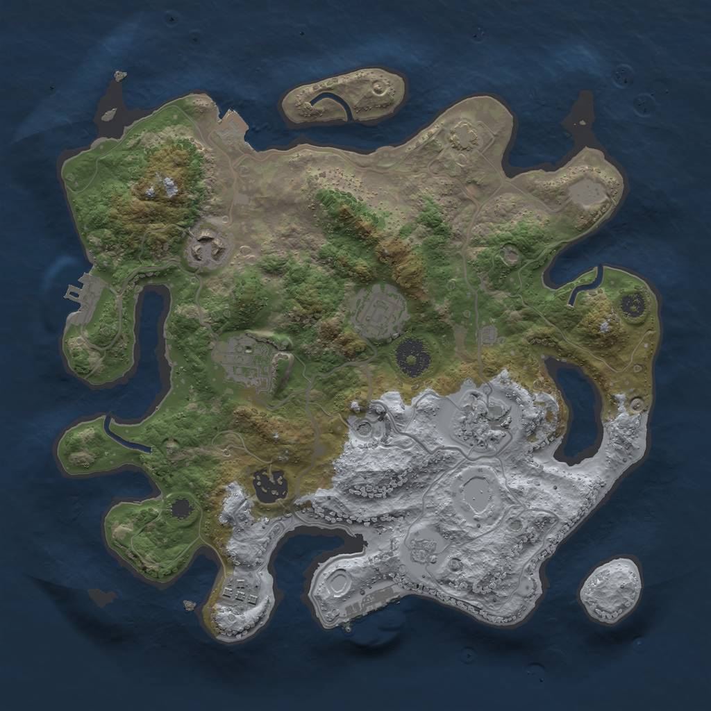 Rust Map: Procedural Map, Size: 3000, Seed: 1805440884, 14 Monuments