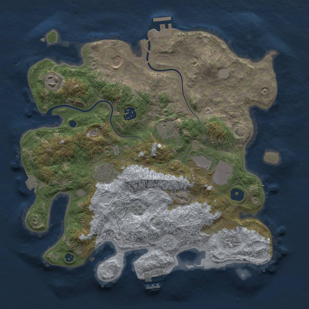 Rust Map: Procedural Map, Size: 3500, Seed: 162926713, 14 Monuments