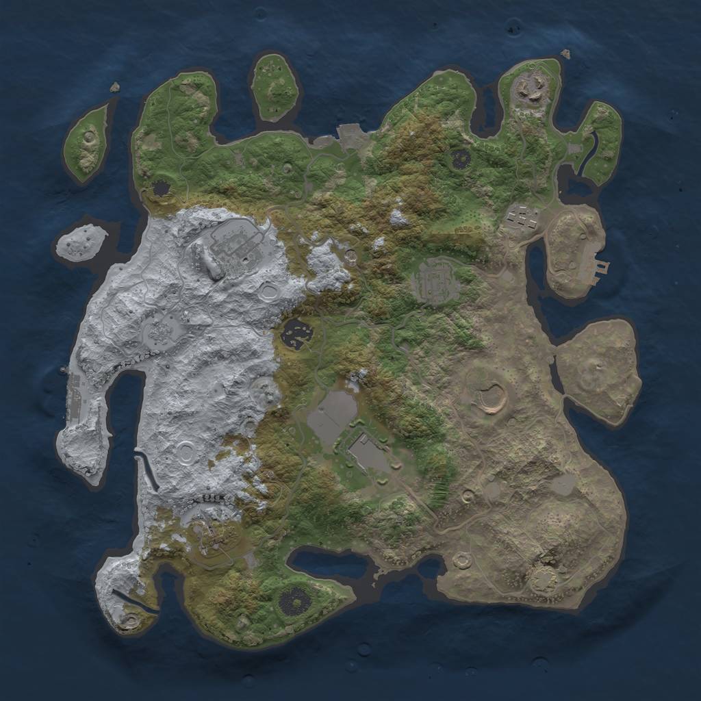 Rust Map: Procedural Map, Size: 3500, Seed: 1138047364, 16 Monuments