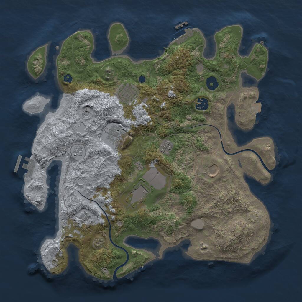 Rust Map: Procedural Map, Size: 3500, Seed: 1138047364, 13 Monuments