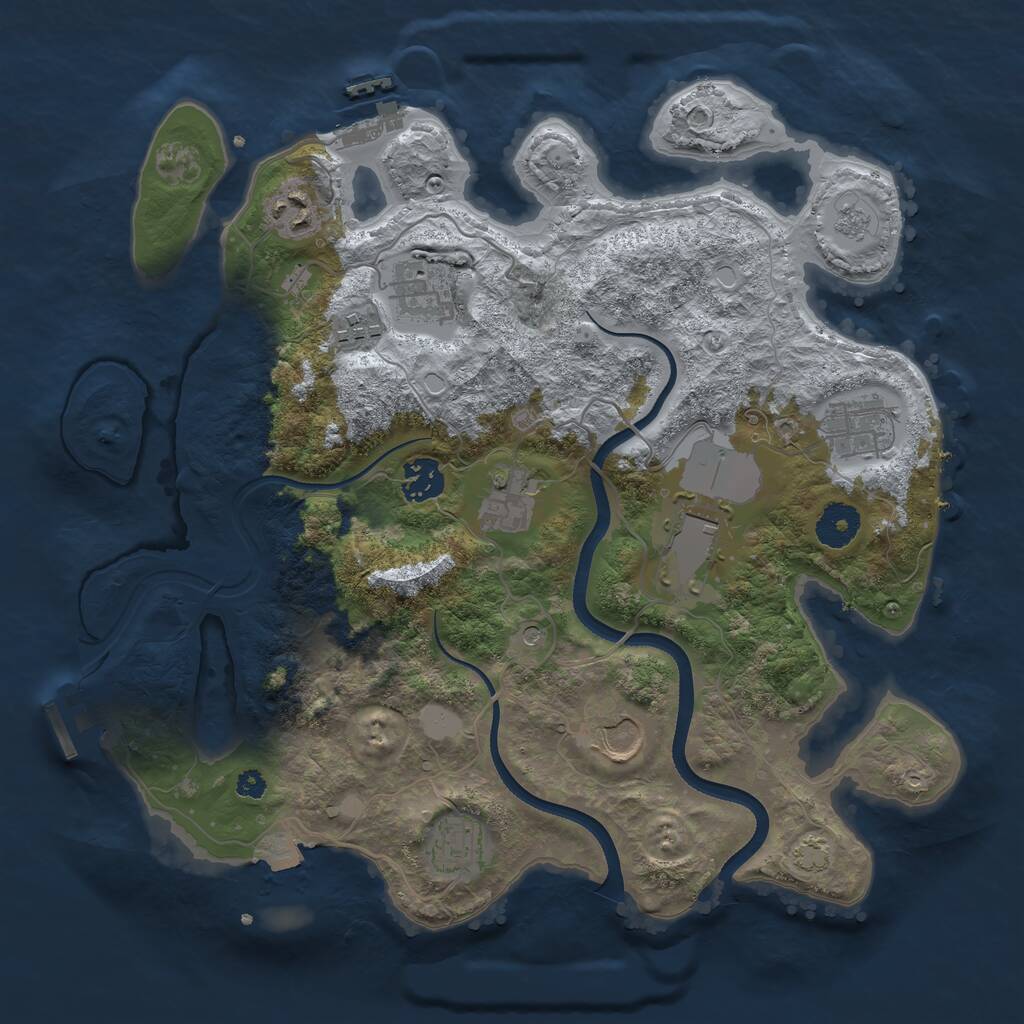 Rust Map: Procedural Map, Size: 3500, Seed: 1915442551, 15 Monuments