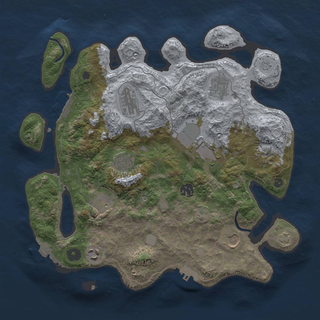 Rust Map: Procedural Map, Size: 3500, Seed: 1915442551, 17 Monuments