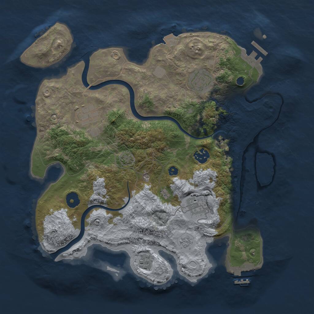 Rust Map: Procedural Map, Size: 3250, Seed: 2119447900, 11 Monuments