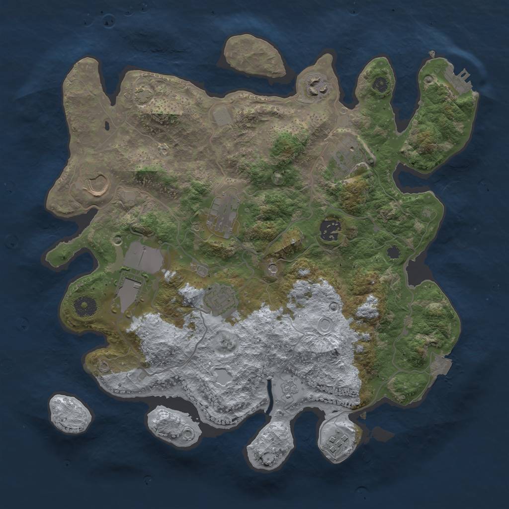 Rust Map: Procedural Map, Size: 3500, Seed: 1206790638, 15 Monuments