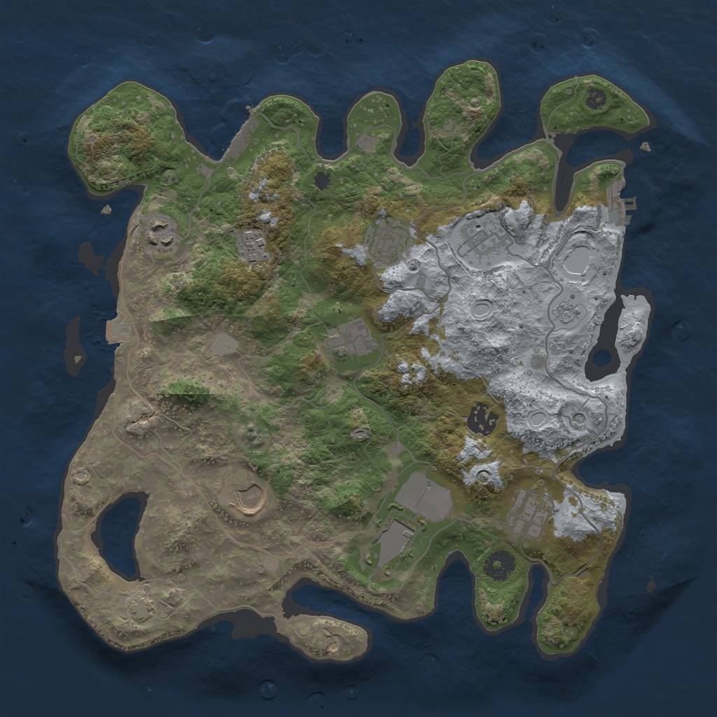 Rust Map: Procedural Map, Size: 3500, Seed: 899483221, 17 Monuments