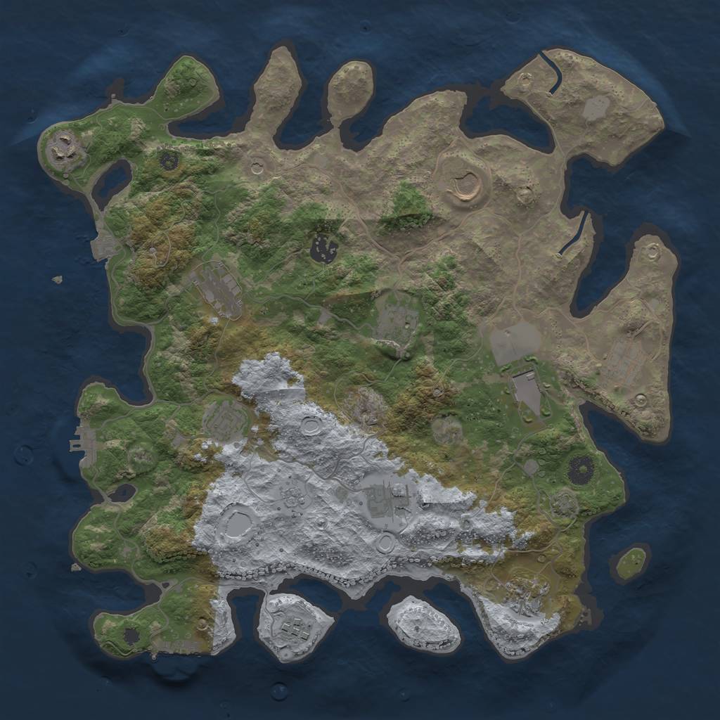 Rust Map: Procedural Map, Size: 3804, Seed: 54456654, 19 Monuments
