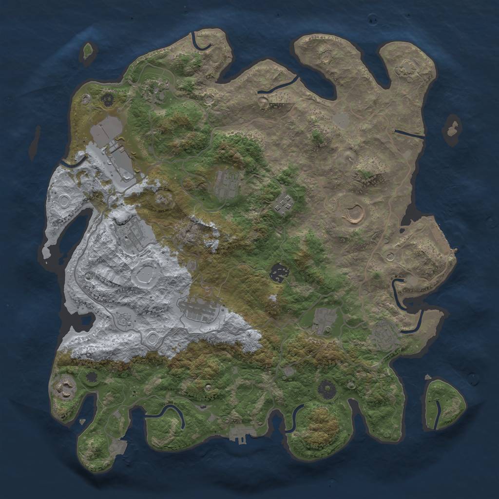 Rust Map: Procedural Map, Size: 4000, Seed: 336117909, 19 Monuments