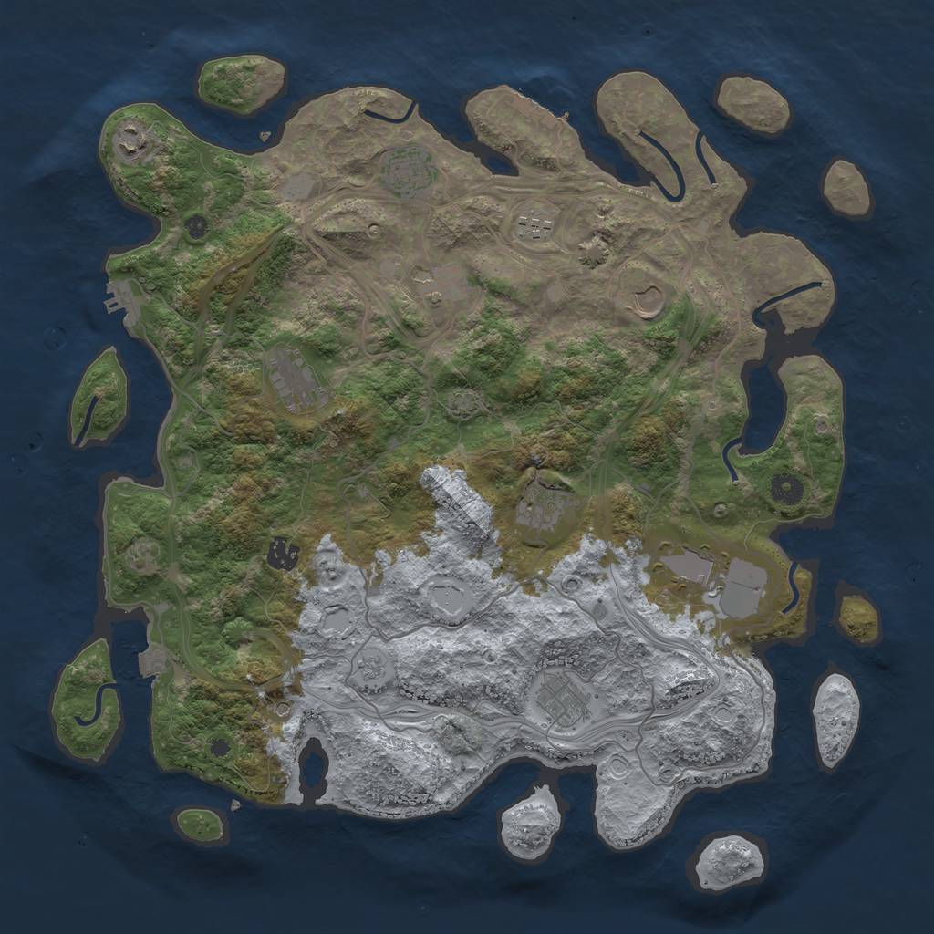 Rust Map: Procedural Map, Size: 4250, Seed: 1176896096, 18 Monuments