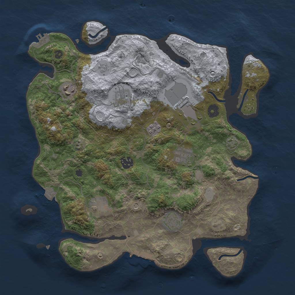 Rust Map: Procedural Map, Size: 3500, Seed: 1714468828, 16 Monuments