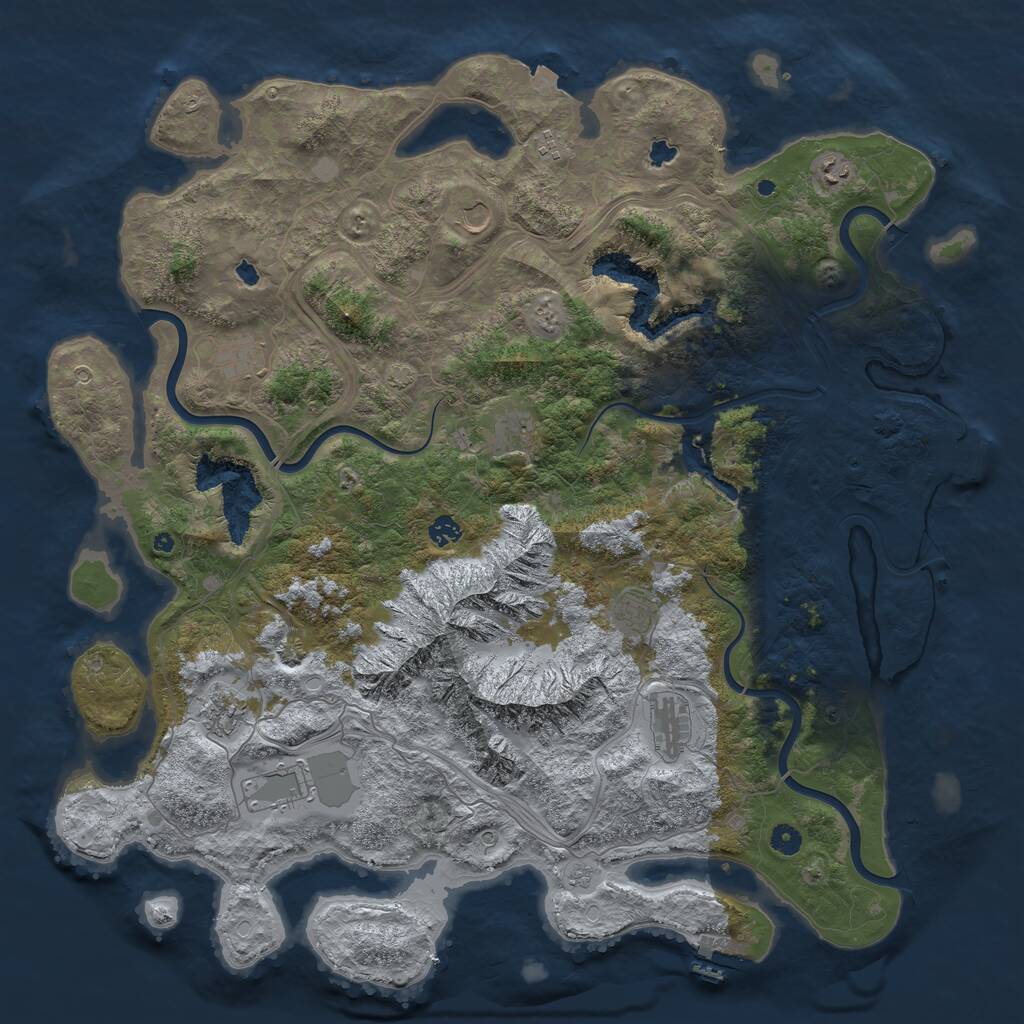Rust Map: Procedural Map, Size: 5000, Seed: 636, 16 Monuments