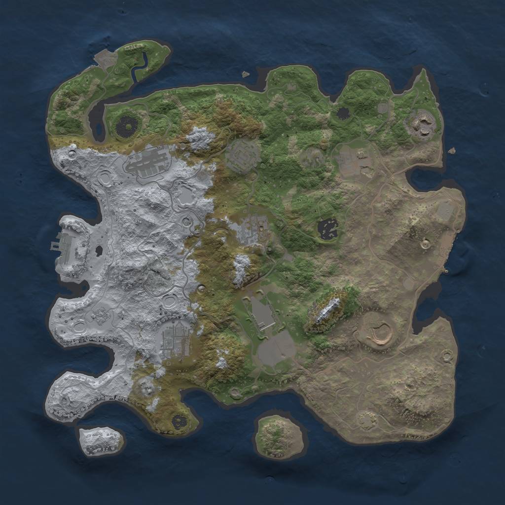 Rust Map: Procedural Map, Size: 3500, Seed: 873191371, 17 Monuments