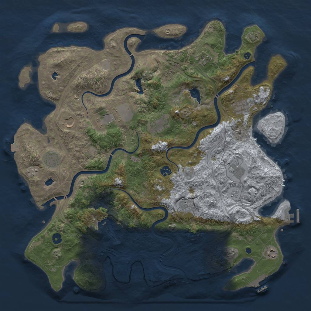 Rust Map: Procedural Map, Size: 4500, Seed: 20242024, 17 Monuments