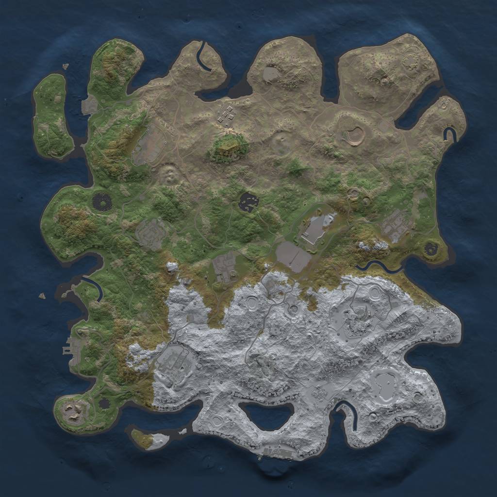 Rust Map: Procedural Map, Size: 3850, Seed: 40688918, 19 Monuments