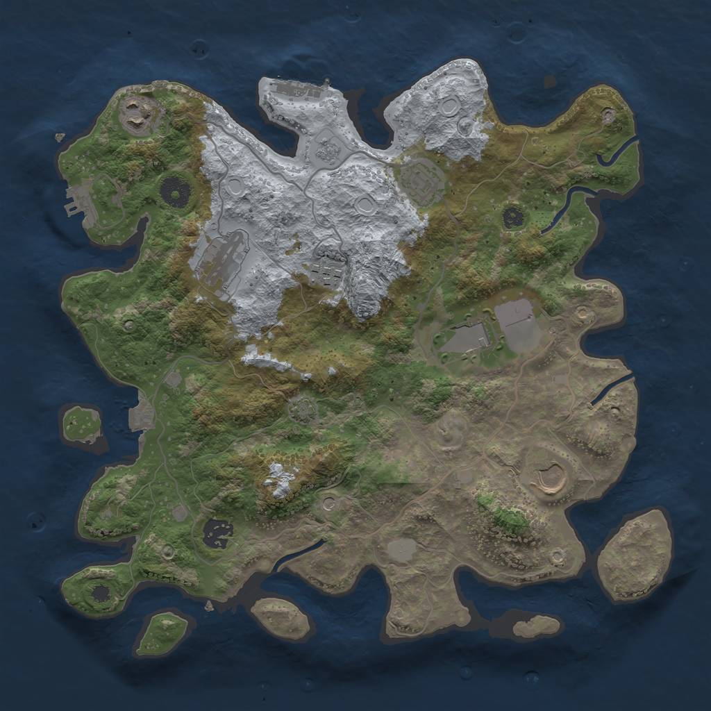 Rust Map: Procedural Map, Size: 3500, Seed: 1123620971, 15 Monuments