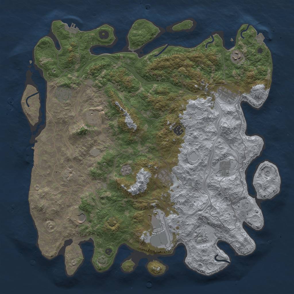 Rust Map: Procedural Map, Size: 4500, Seed: 1376197765, 19 Monuments