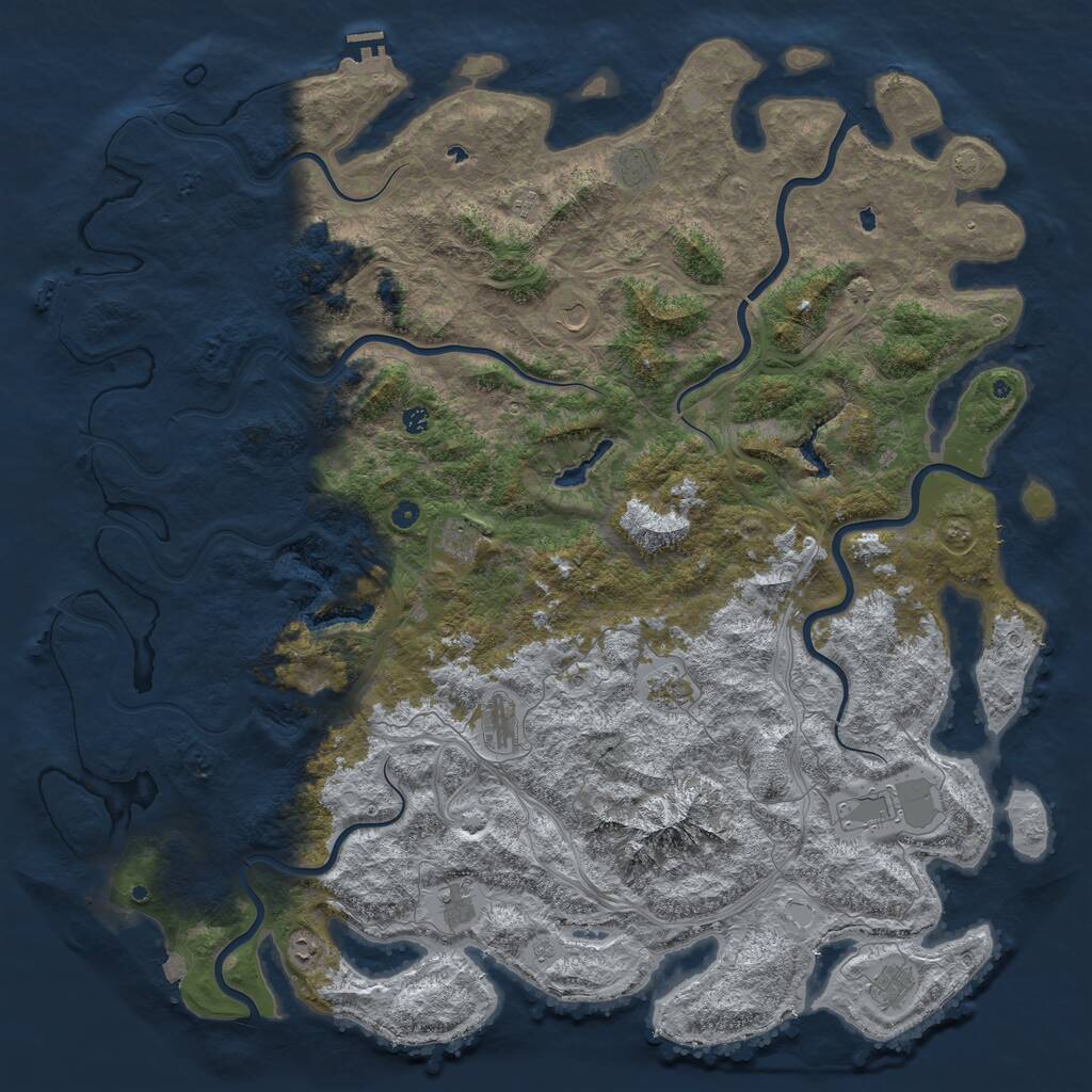 Rust Map: Procedural Map, Size: 6000, Seed: 703287577, 17 Monuments