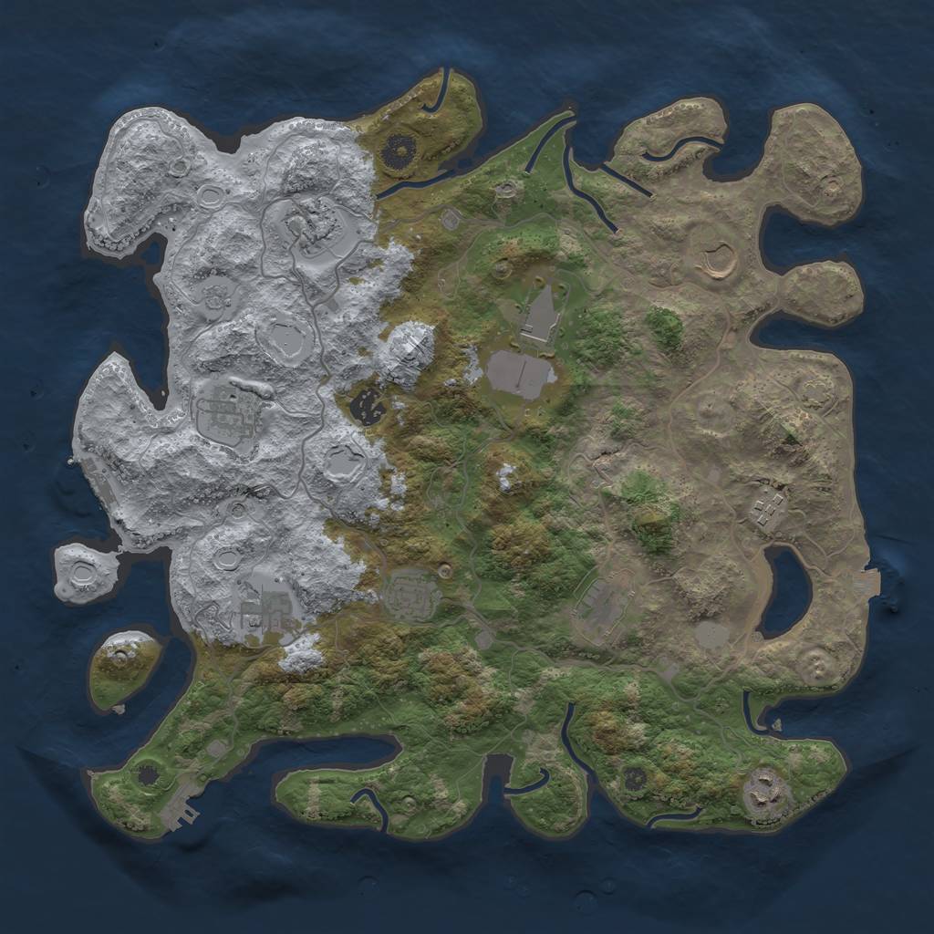 Rust Map: Procedural Map, Size: 4000, Seed: 1203269213, 18 Monuments