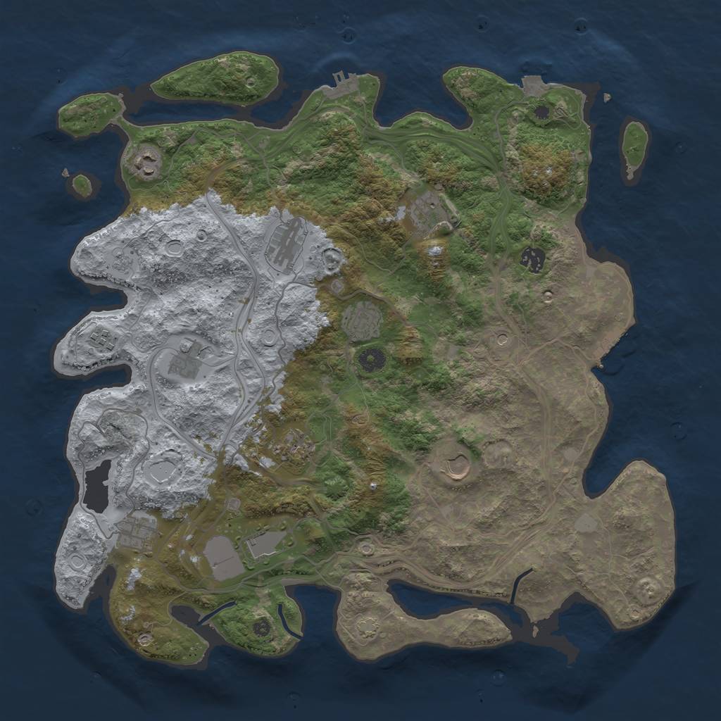 Rust Map: Procedural Map, Size: 4250, Seed: 1040317663, 19 Monuments