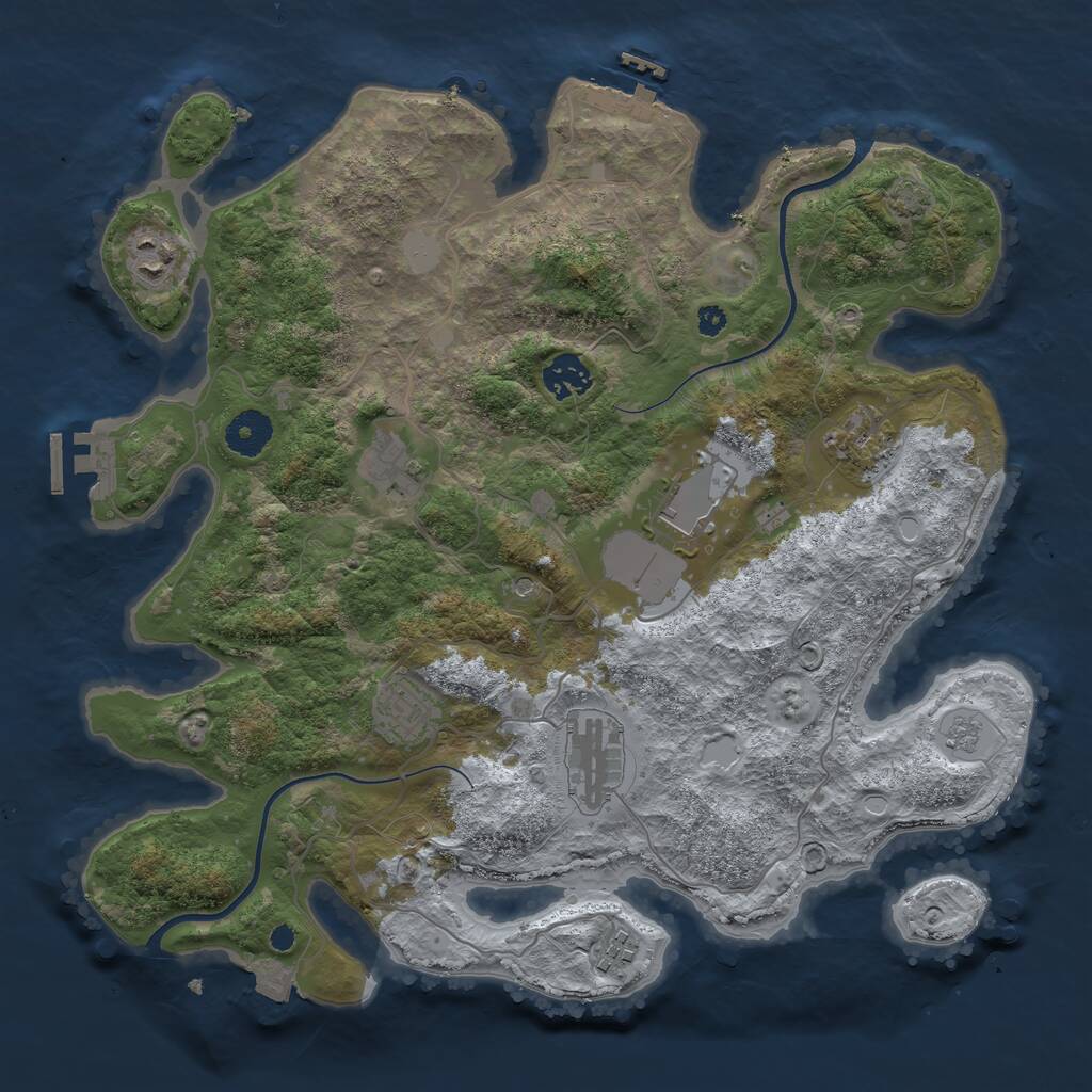 Rust Map: Procedural Map, Size: 3600, Seed: 1217153656, 14 Monuments