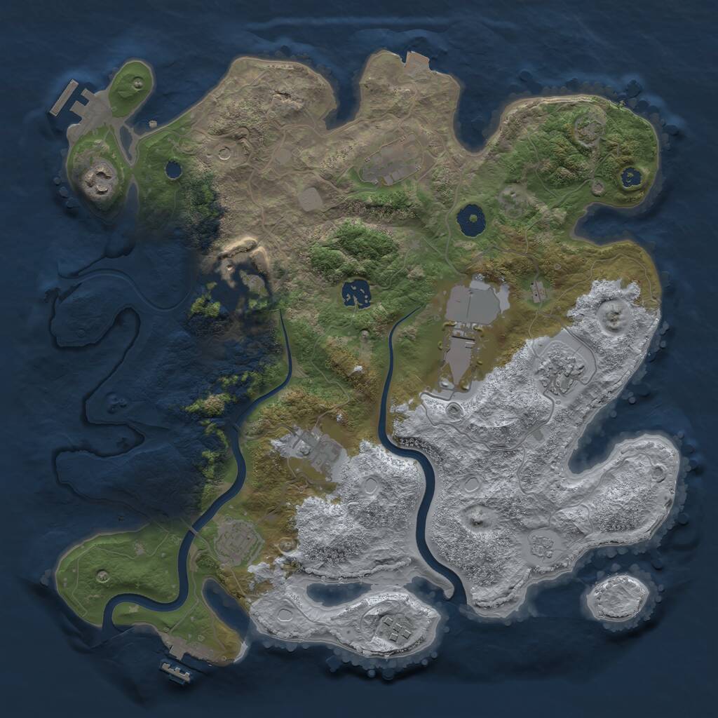 Rust Map: Procedural Map, Size: 3600, Seed: 1217153656, 15 Monuments