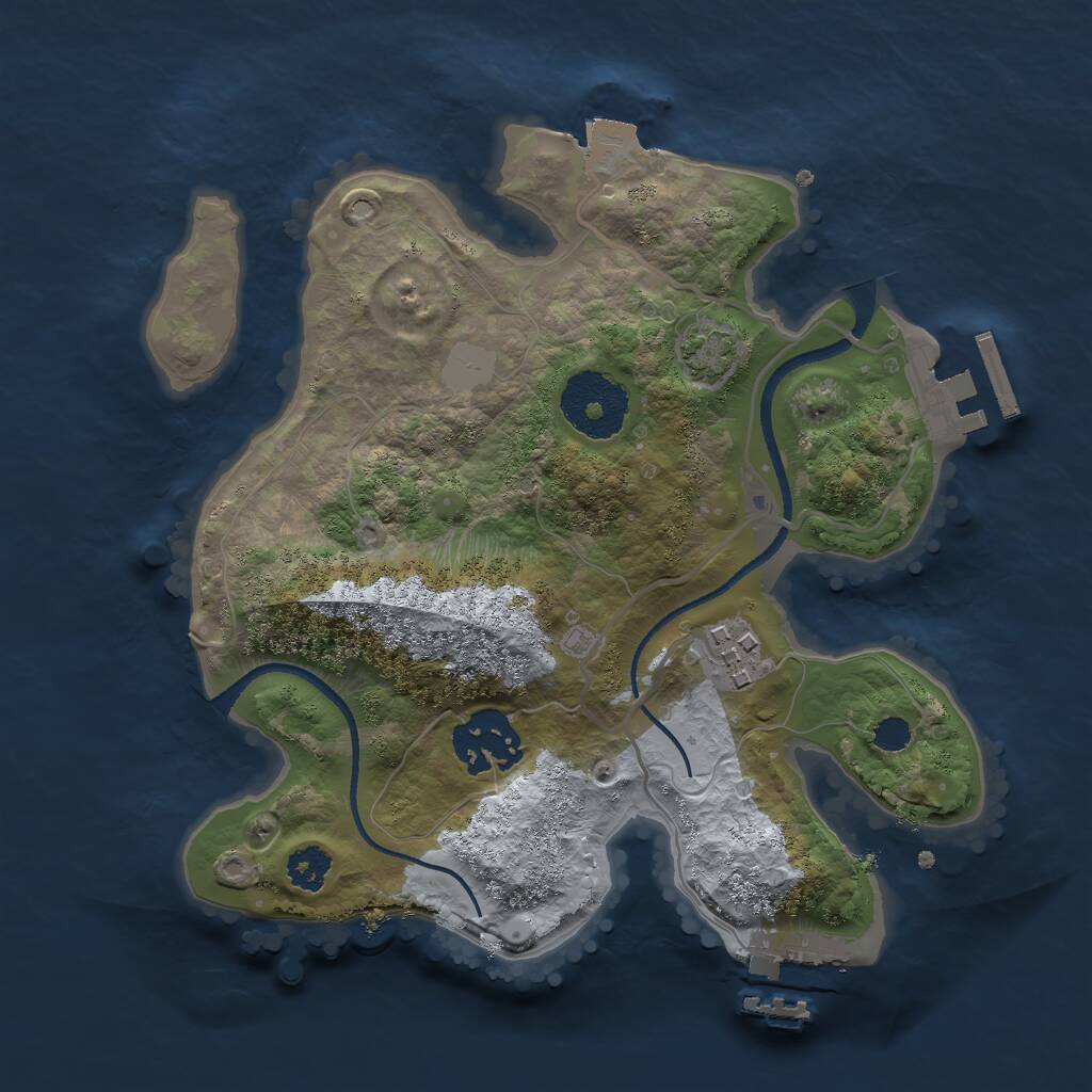 Rust Map: Procedural Map, Size: 2500, Seed: 625306128, 6 Monuments