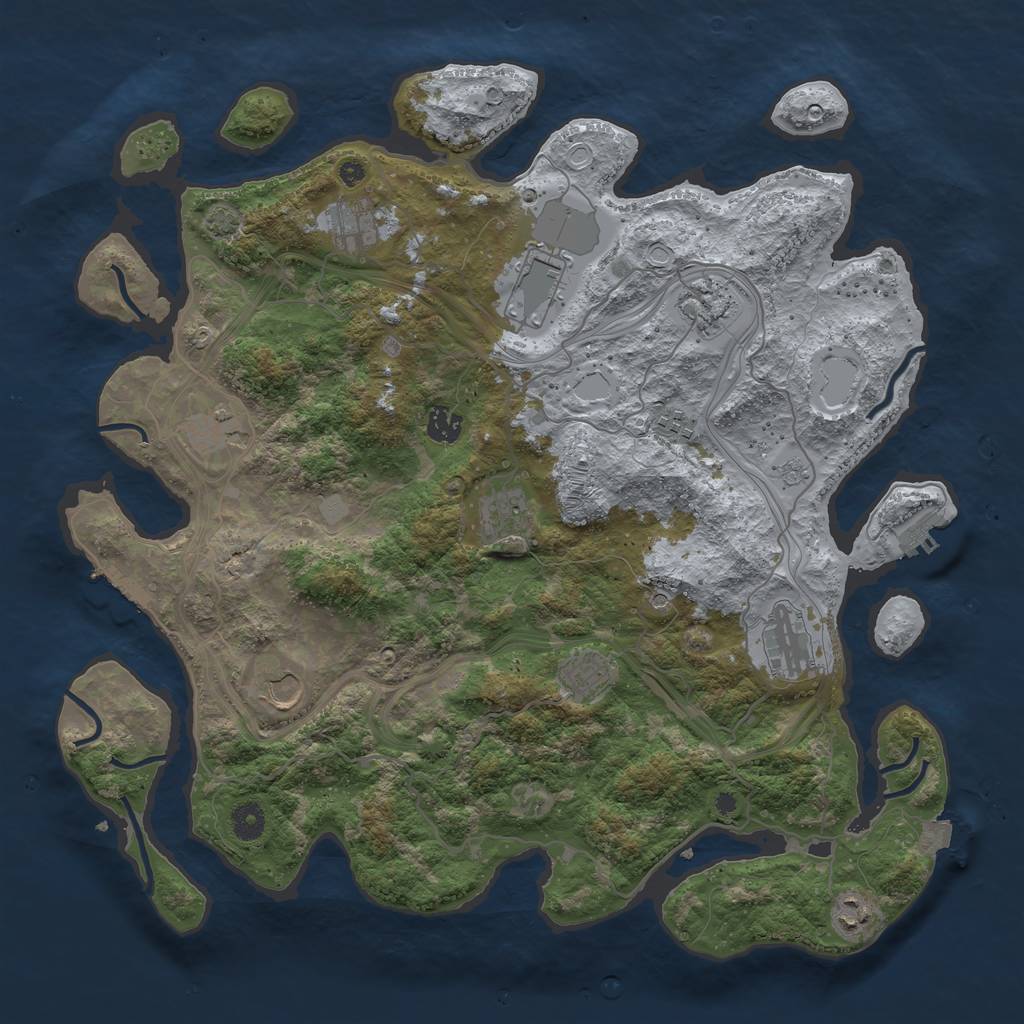 Rust Map: Procedural Map, Size: 4250, Seed: 1043952277, 19 Monuments