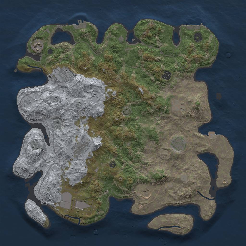 Rust Map: Procedural Map, Size: 4000, Seed: 720601618, 17 Monuments