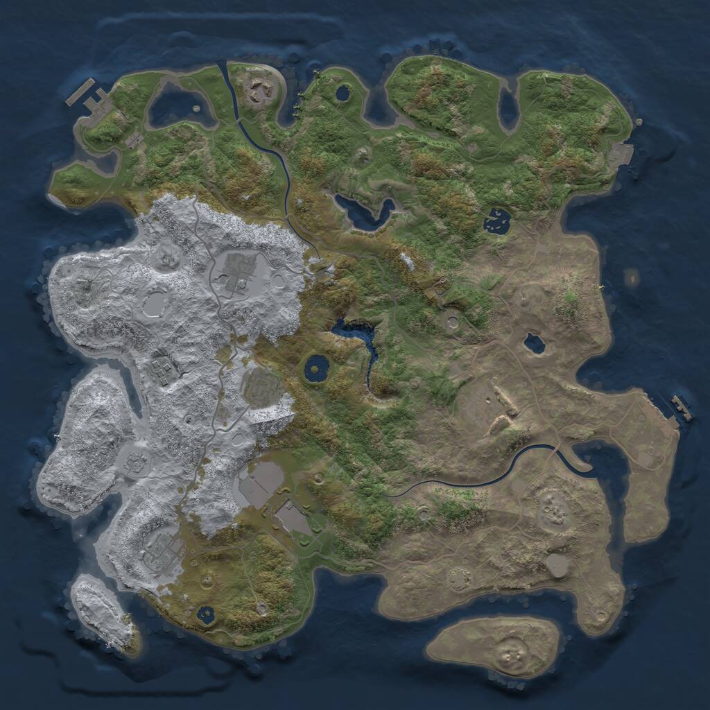 Rust Map: Procedural Map, Size: 4000, Seed: 720601618, 14 Monuments