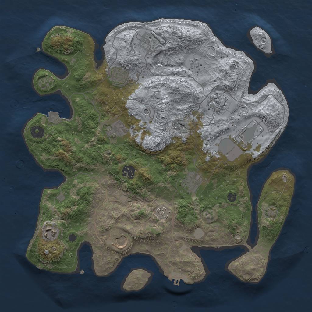 Rust Map: Procedural Map, Size: 3500, Seed: 1905683325, 17 Monuments