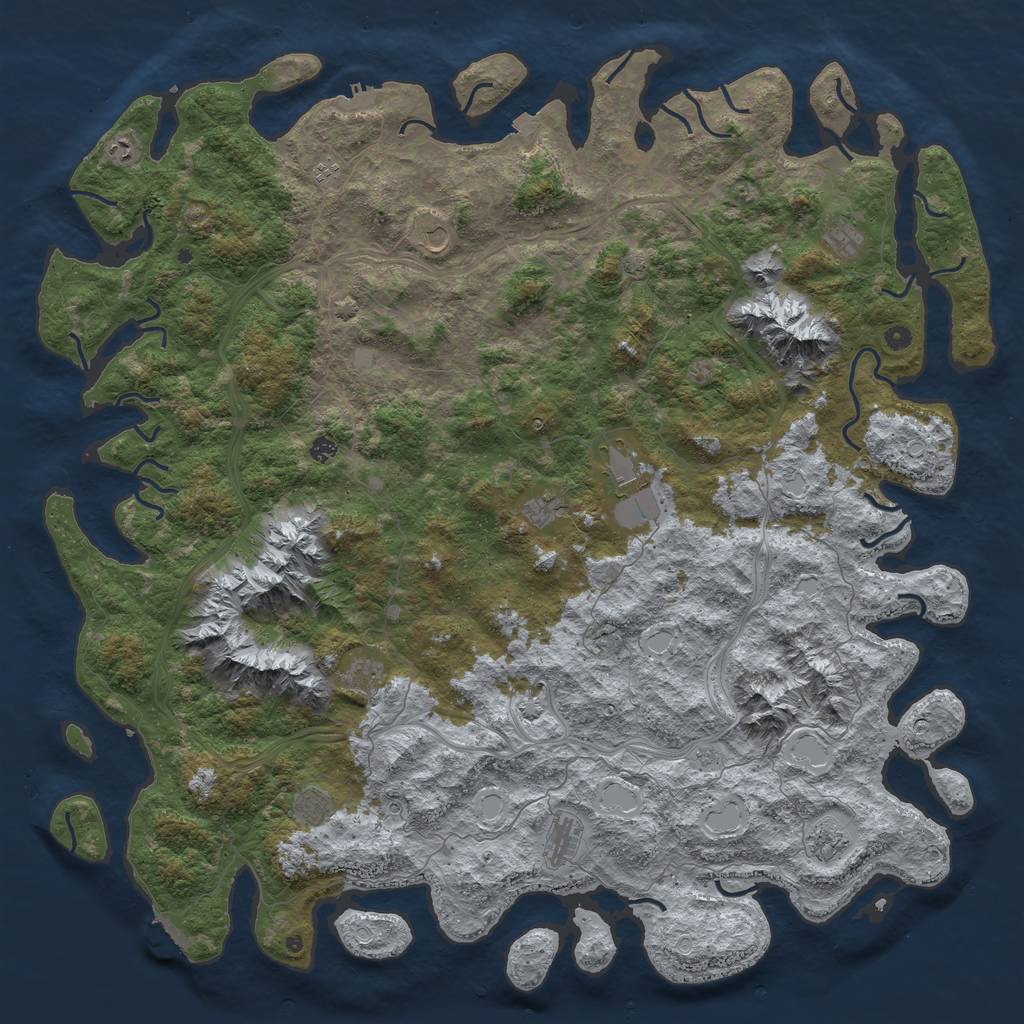 Rust Map: Procedural Map, Size: 6000, Seed: 397576409, 19 Monuments