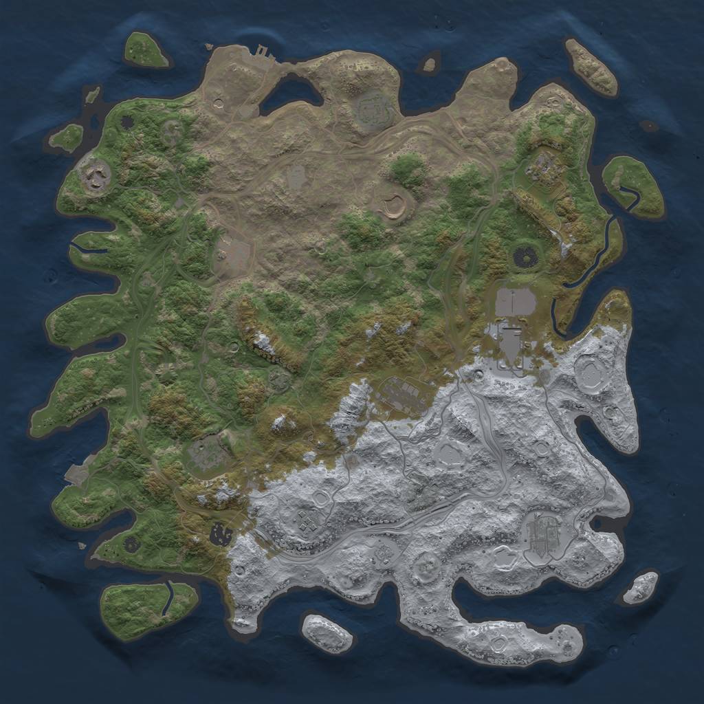 Rust Map: Procedural Map, Size: 4500, Seed: 372024, 18 Monuments