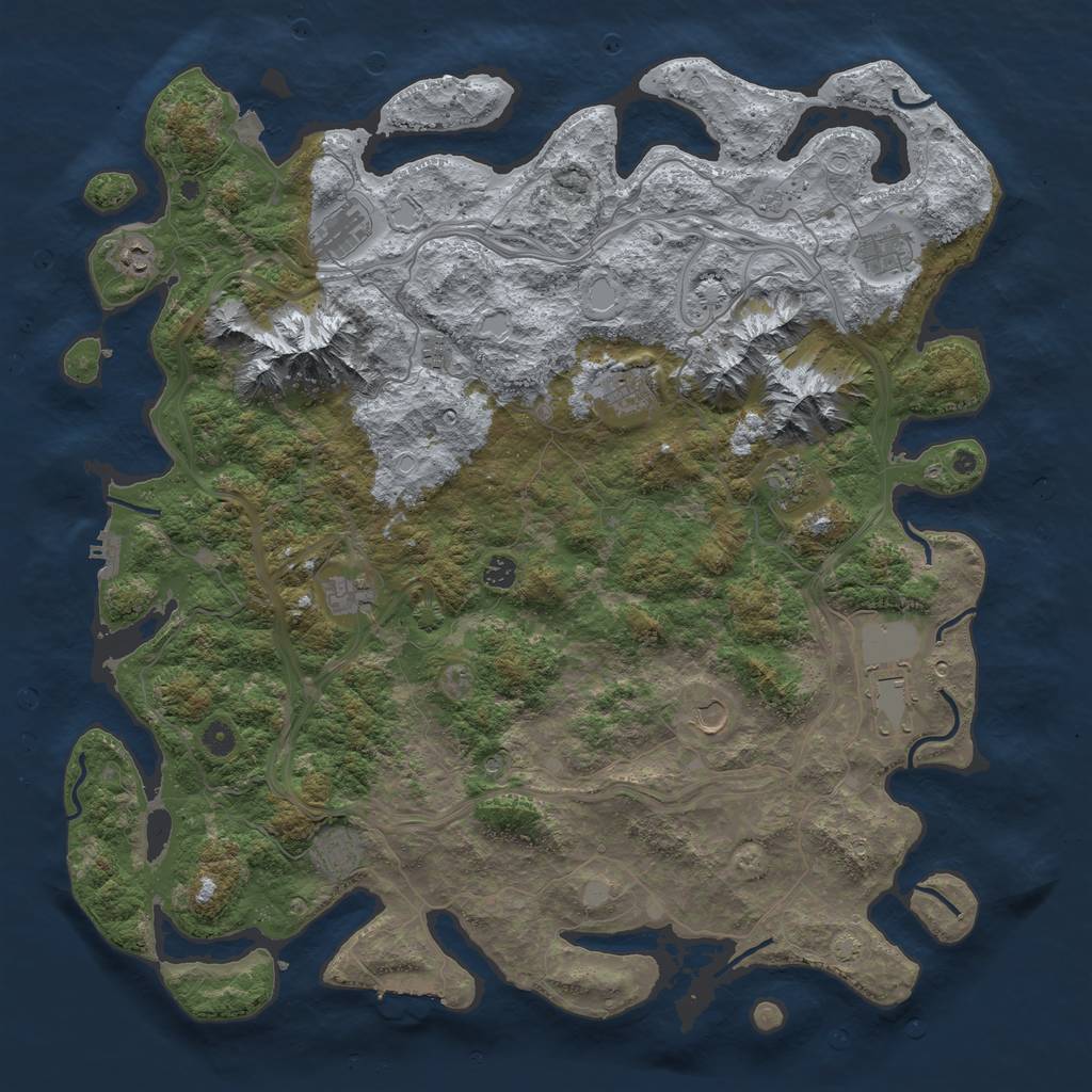 Rust Map: Procedural Map, Size: 5000, Seed: 728471129, 19 Monuments