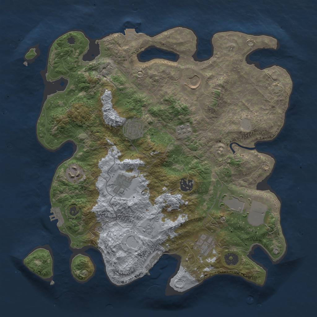 Rust Map: Procedural Map, Size: 3500, Seed: 8044966, 16 Monuments