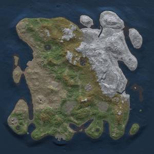 Thumbnail Rust Map: Procedural Map, Size: 3450, Seed: 991664, 16 Monuments