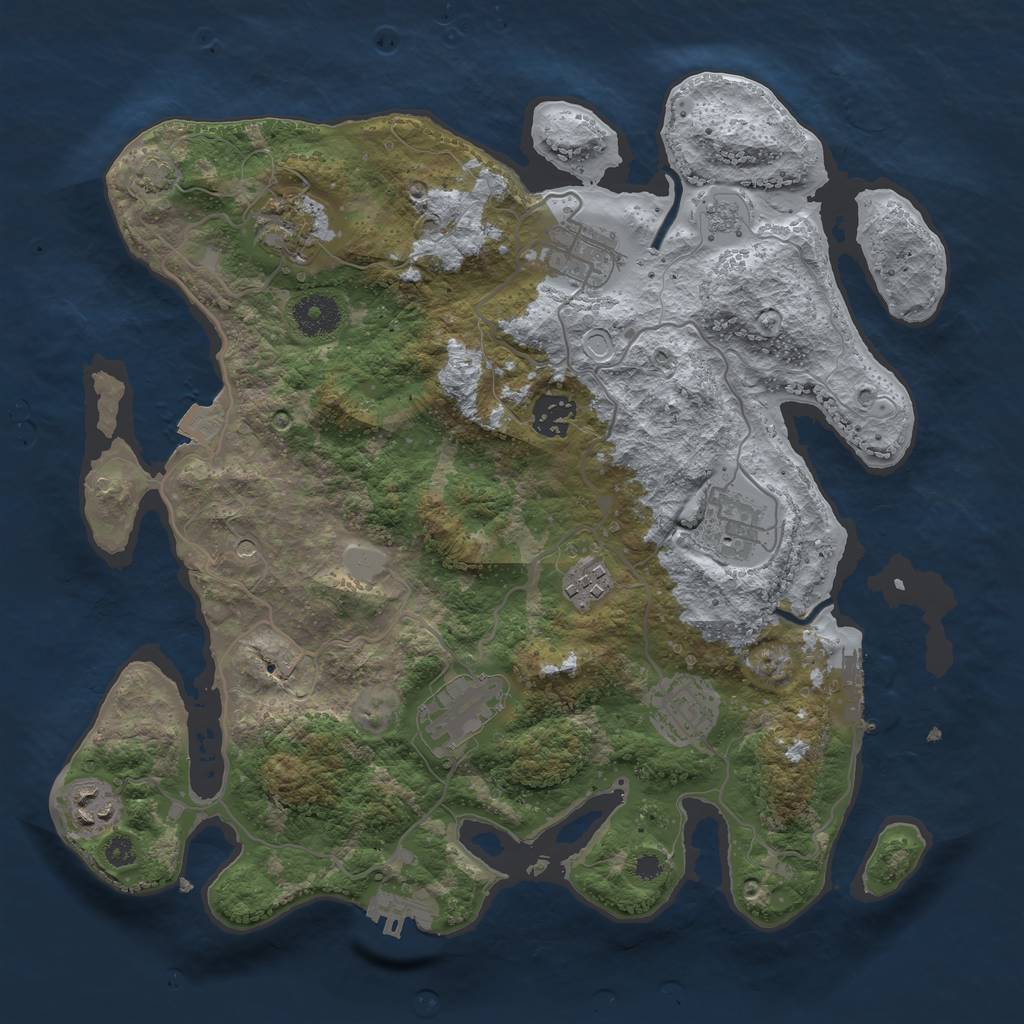 Rust Map: Procedural Map, Size: 3450, Seed: 991664, 16 Monuments