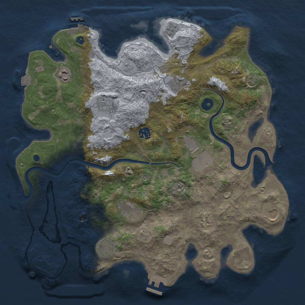 Rust Map: Procedural Map, Size: 3800, Seed: 13462855, 16 Monuments