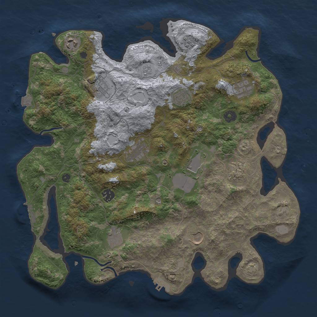 Rust Map: Procedural Map, Size: 3800, Seed: 13462855, 19 Monuments