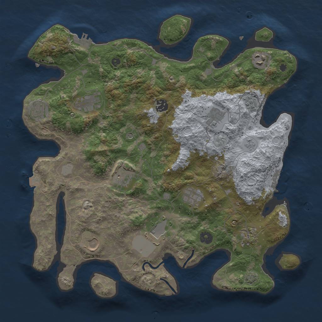 Rust Map: Procedural Map, Size: 3750, Seed: 60761202, 19 Monuments