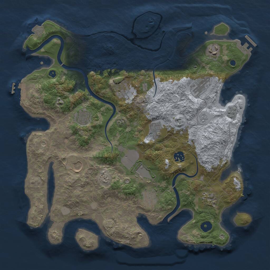 Rust Map: Procedural Map, Size: 3750, Seed: 60761202, 17 Monuments