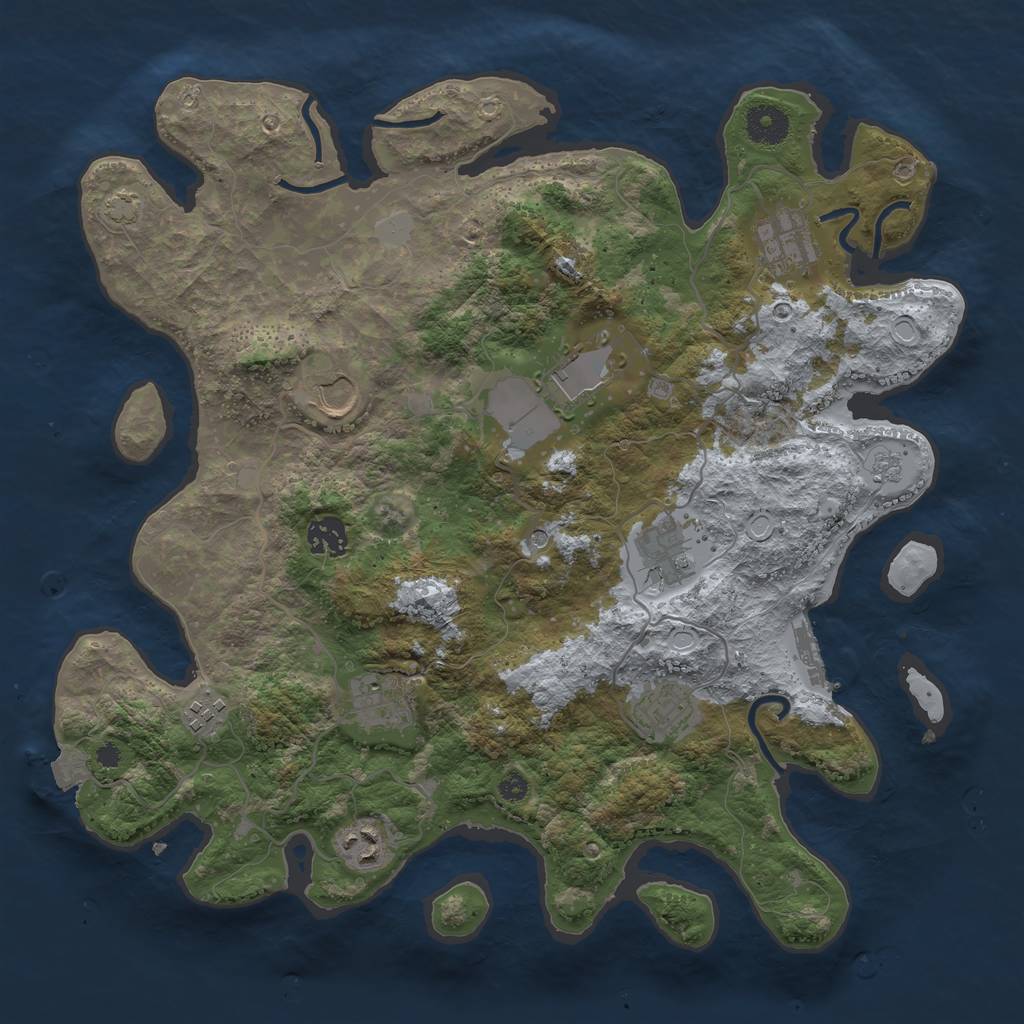 Rust Map: Procedural Map, Size: 3700, Seed: 1963156105, 16 Monuments