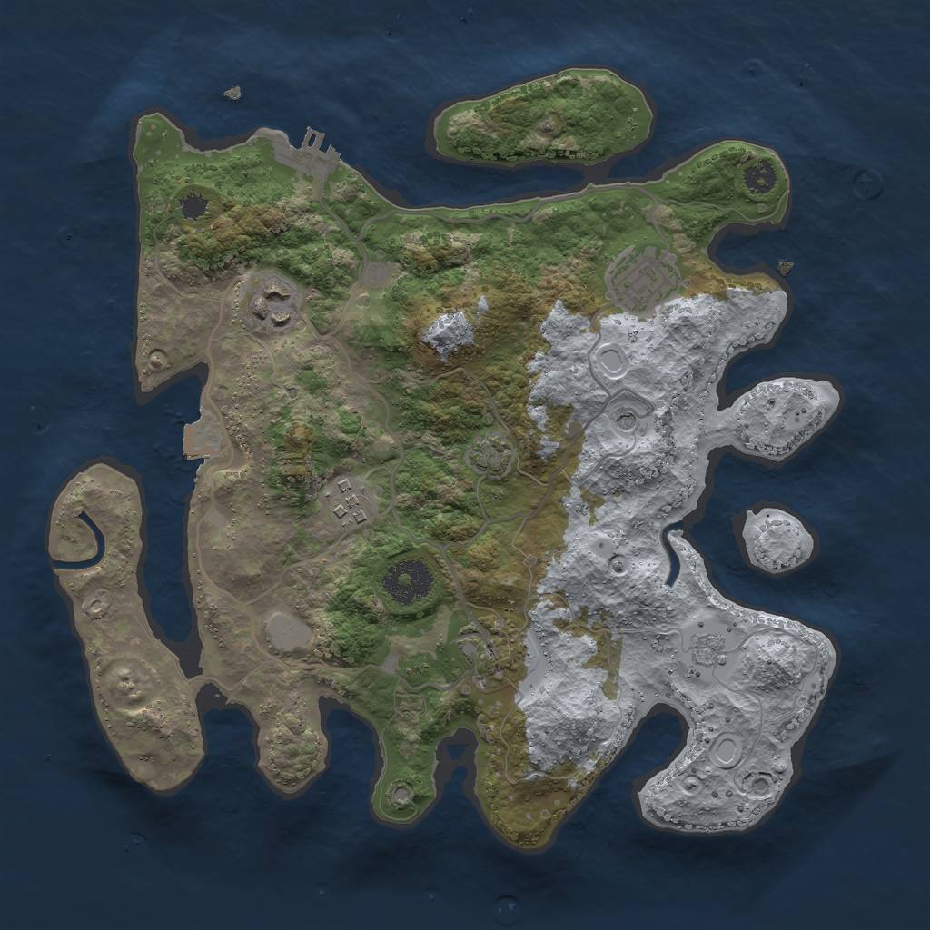 Rust Map: Procedural Map, Size: 3000, Seed: 1758049376, 11 Monuments